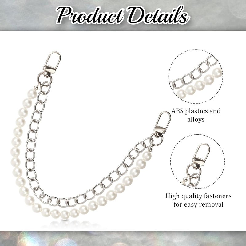 Lnngub Pearl Purse Chain,Gold Purse Chains for Handbags Pearl Bag Charm Bag Chain Charm Short Handle Replacement Charms Accessories for Handbag Messenger Bags Wallets,Silver - Image 2